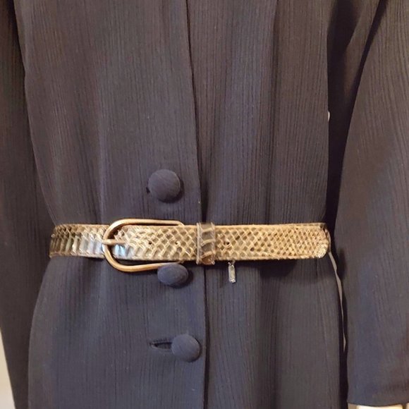 1980s True Vintage Dark Brown Real Snakeskin Thin Belt By Yves Saint Laurent Med - Picture 4 of 7